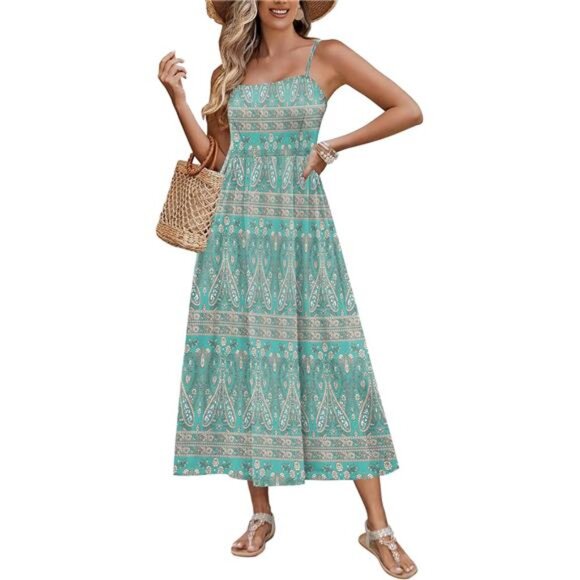 Women's Summer Casual Boho Sundress Spaghetti Strap - Picture 1 of 6